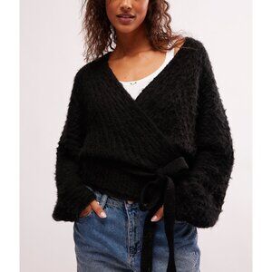 Free People Black Wrap Cardigan